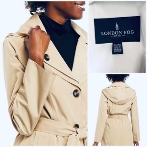 LONDON FOG DOUBLE NOTCH HOODED TRENCH COAT